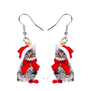 CUTE CAT CHRISTMAS EARRINGS